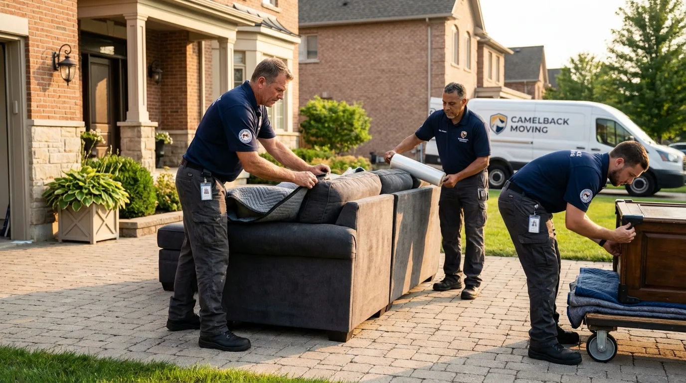 Large estate moving crew wrapping furniture in Newcastle, CA