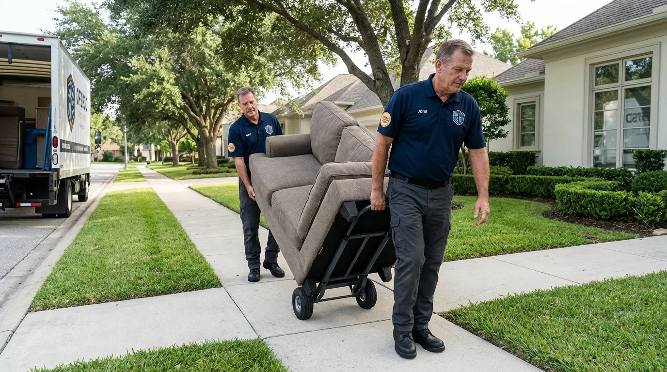 Local residential moving crew loading furniture in Newcastle, CA